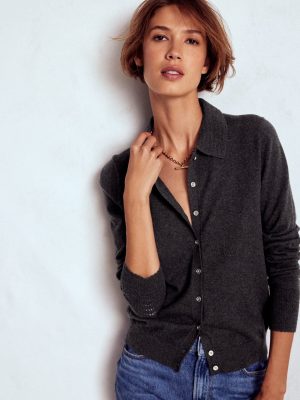 Briony Stitch Cardigan-Charcoal Melange