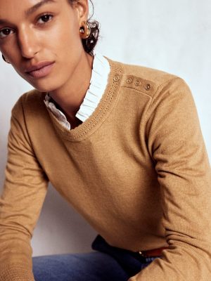 Briony Stitch Jumper-Camel Melange