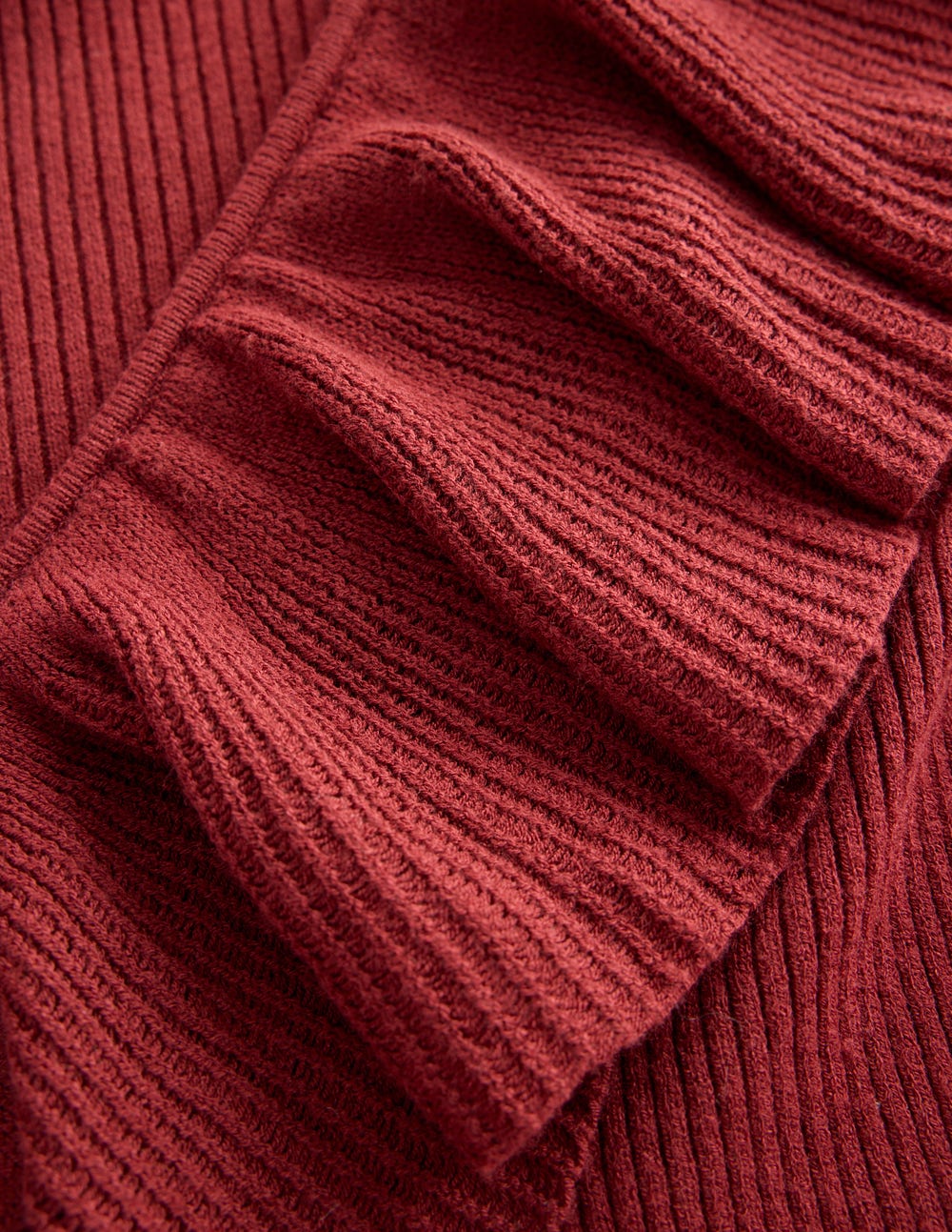 Ruffled Rib Henley Jumper-Chestnut - Image 7
