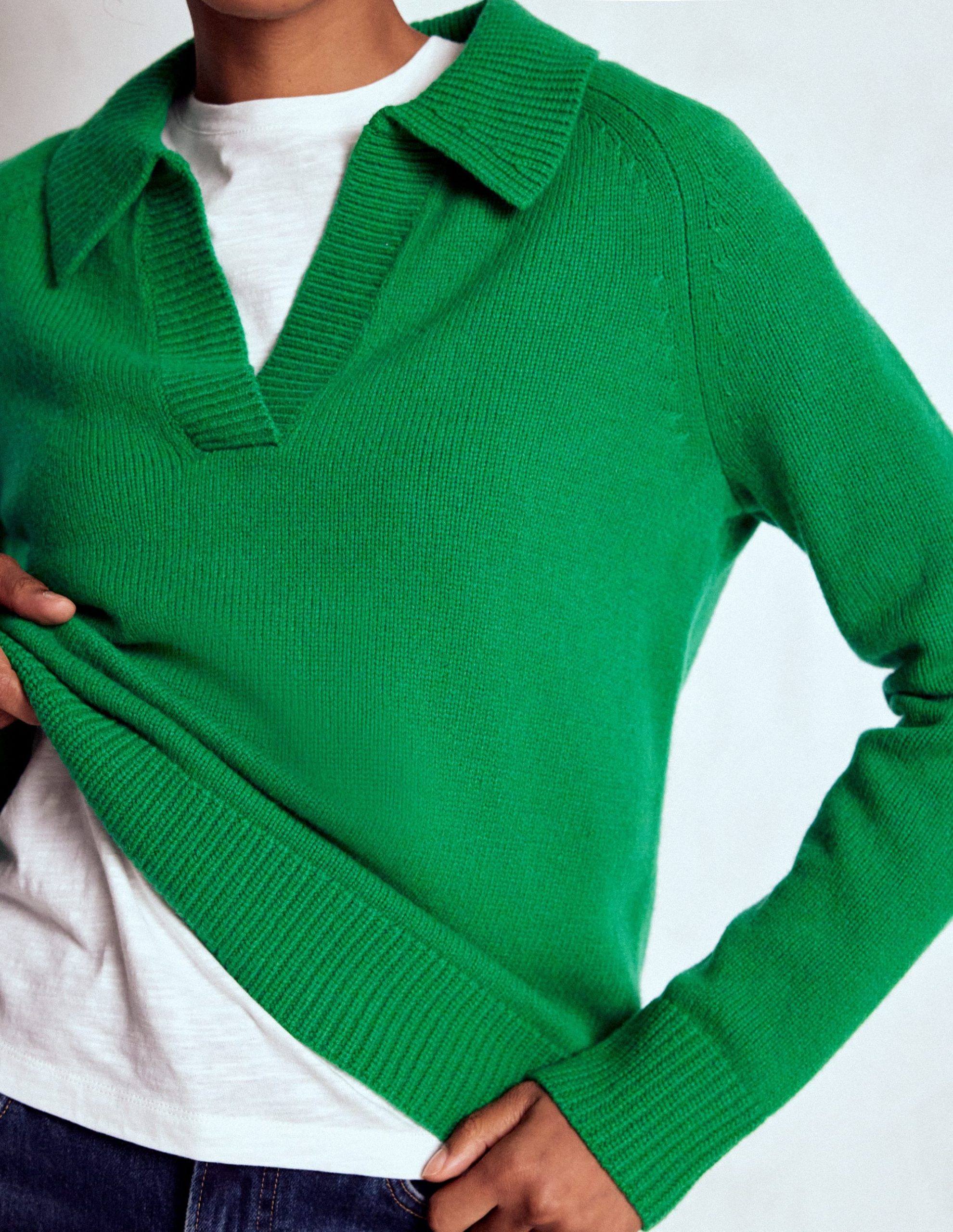 Marion Merino Henley Jumper-Rich Emerald - Image 2
