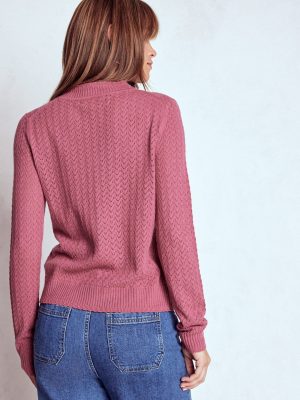 Diane Pointelle Cardigan-Pink Heather
