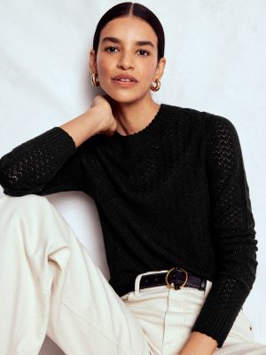 Diane Pointelle Sweater-Black
