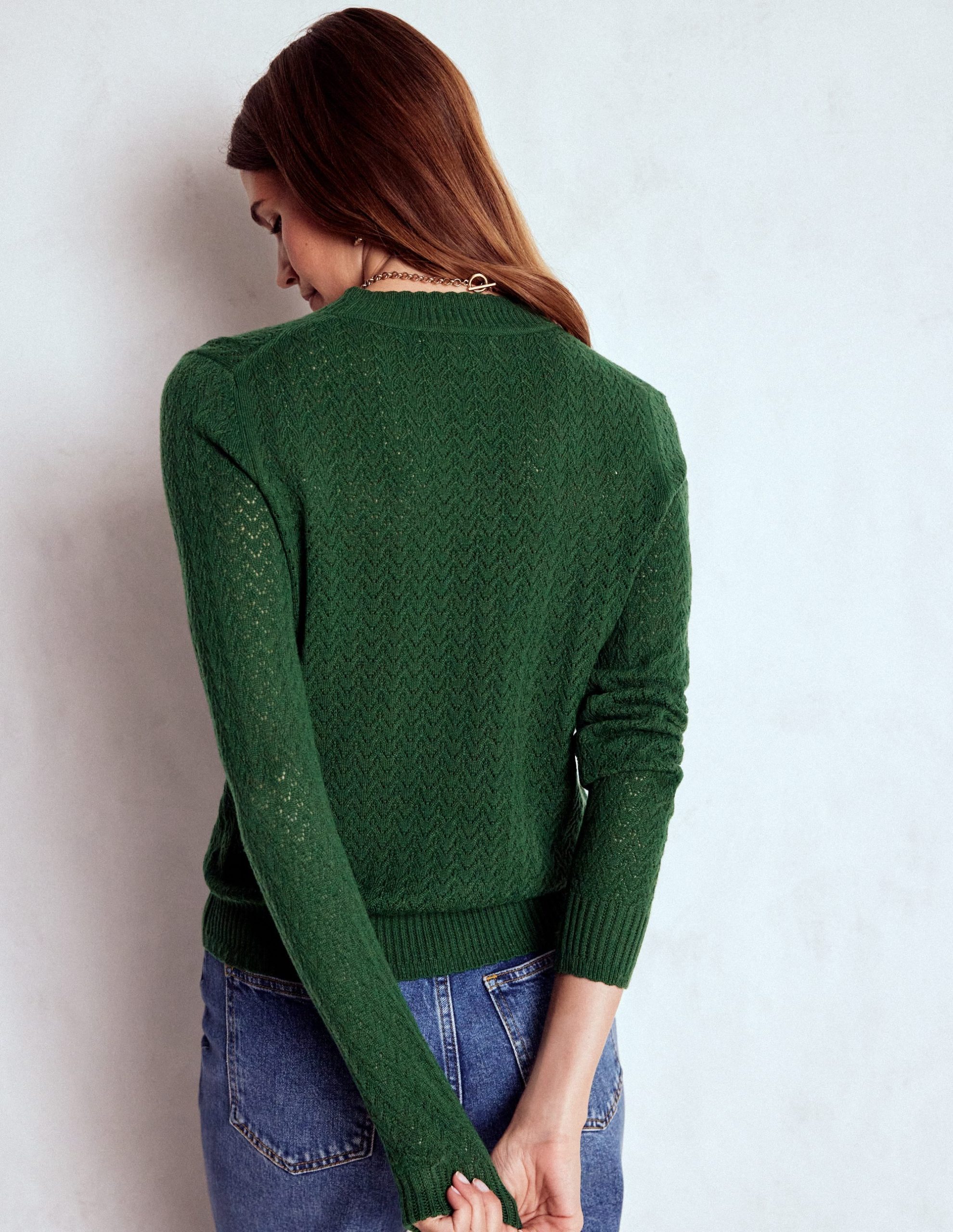 Diane Pointelle Sweater-Hunter Green - Image 3