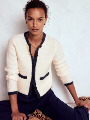 Holly Boucle Knitted Jacket-Warm Ivory. Boucle