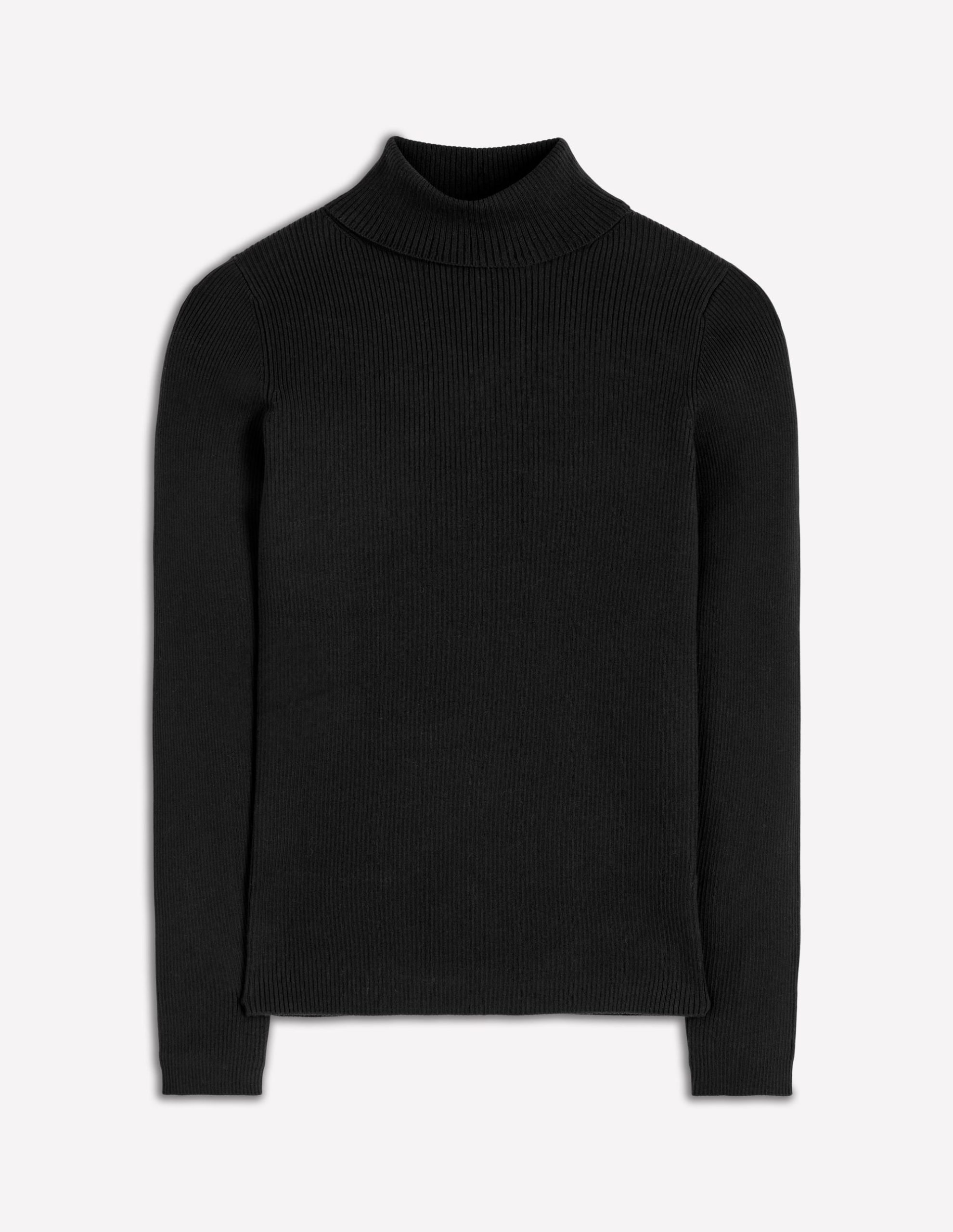 Emilia Cotton Roll Neck Jumper-Black - Image 5