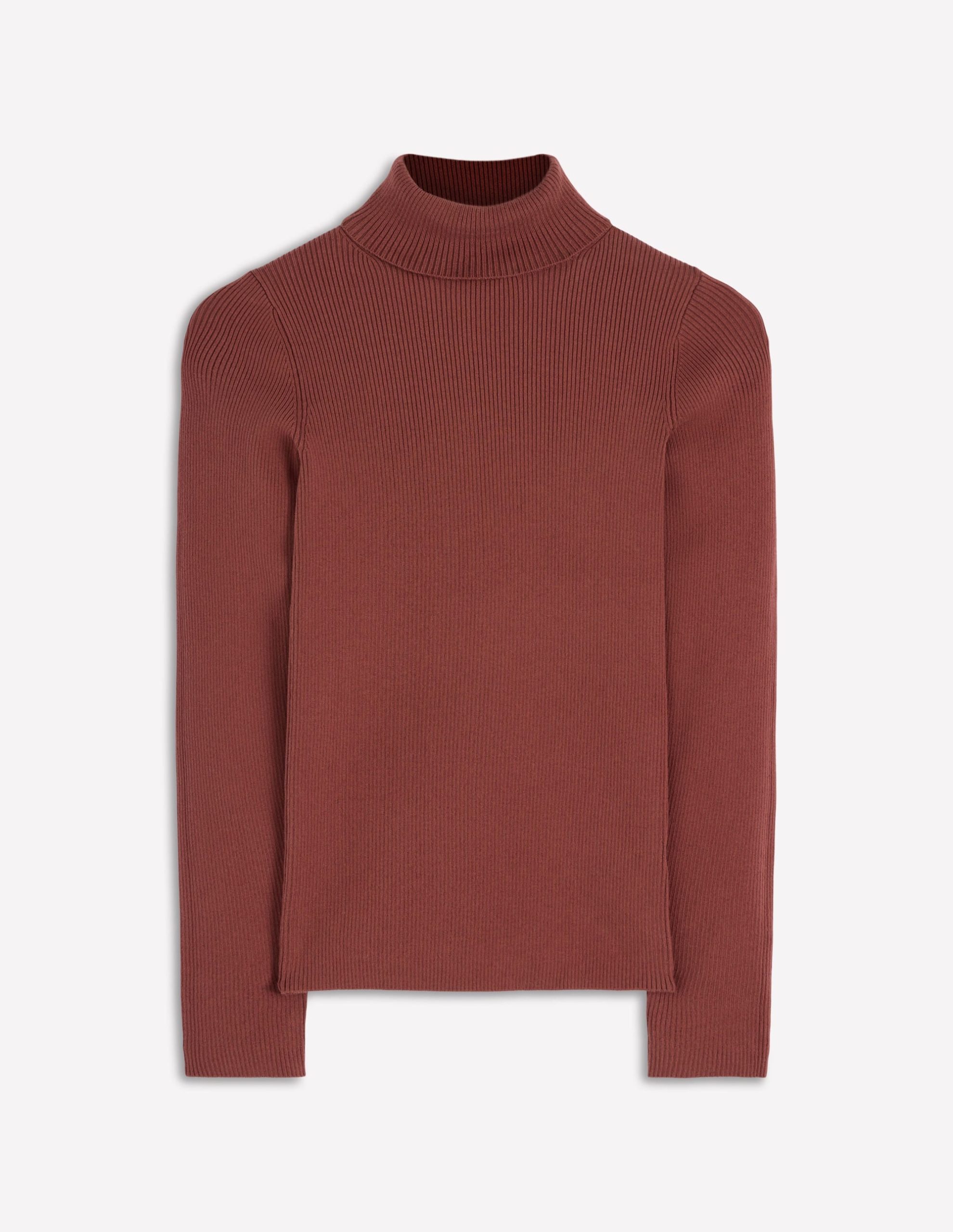 Emilia Cotton Roll Neck Jumper-Hot Chocolate Brown - Image 5