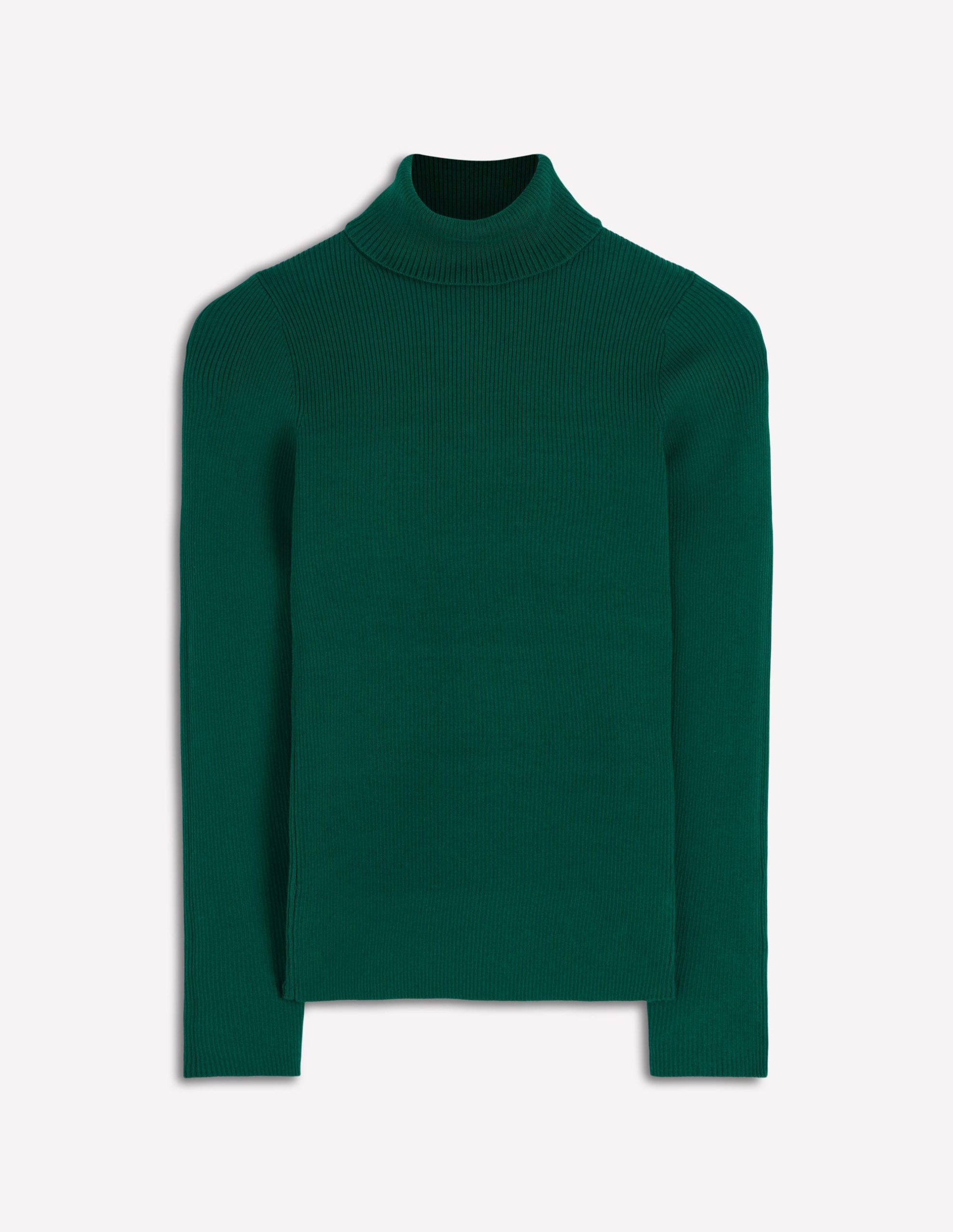 Emilia Cotton Roll Neck Jumper-Emerald Night - Image 5