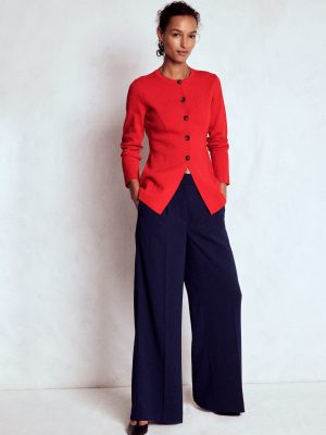Joanna Fitted Knitted Jacket-Poppy Red
