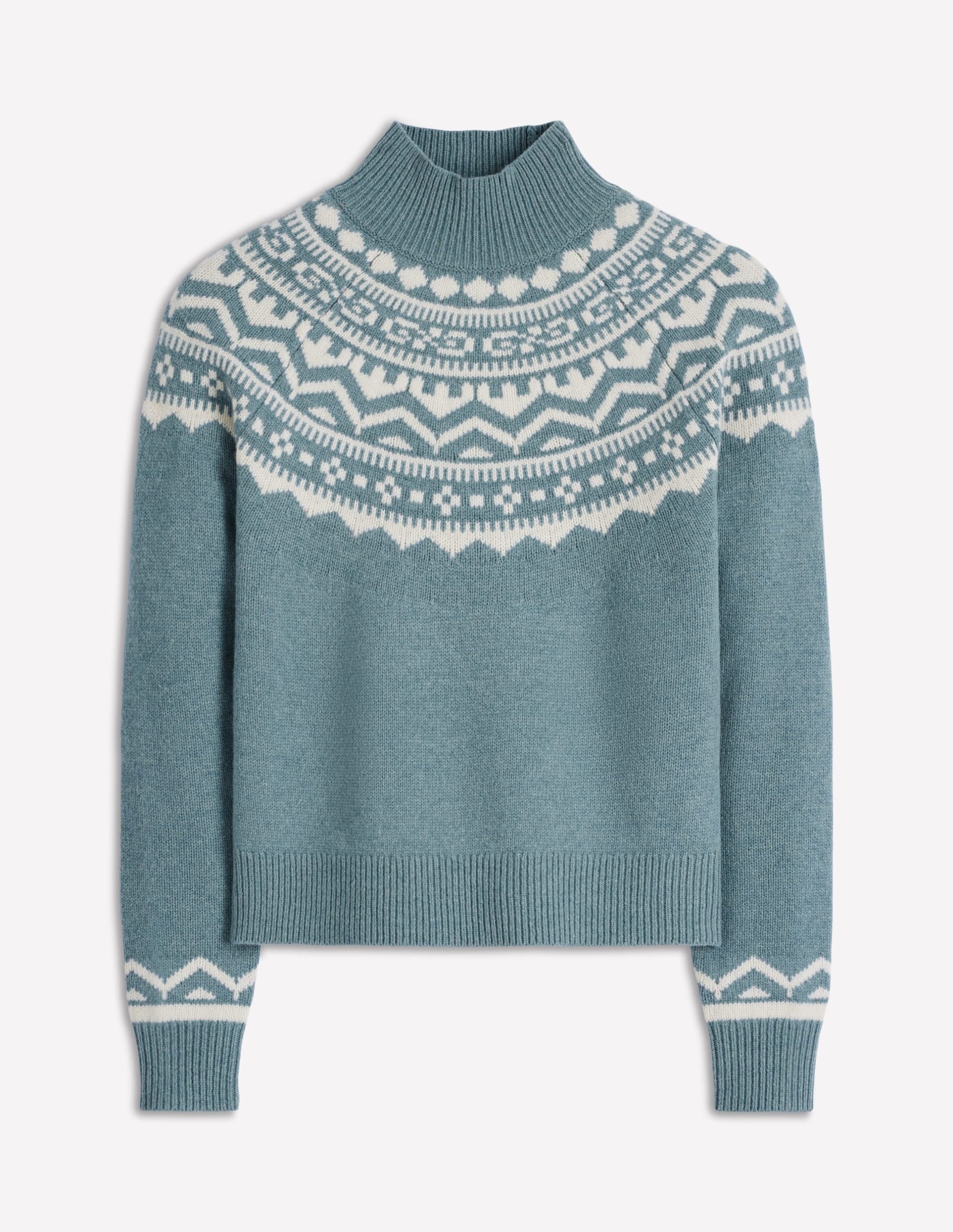 Marion Merino High Neck Jumper-Cloud Blue. Fair Isle - Image 6