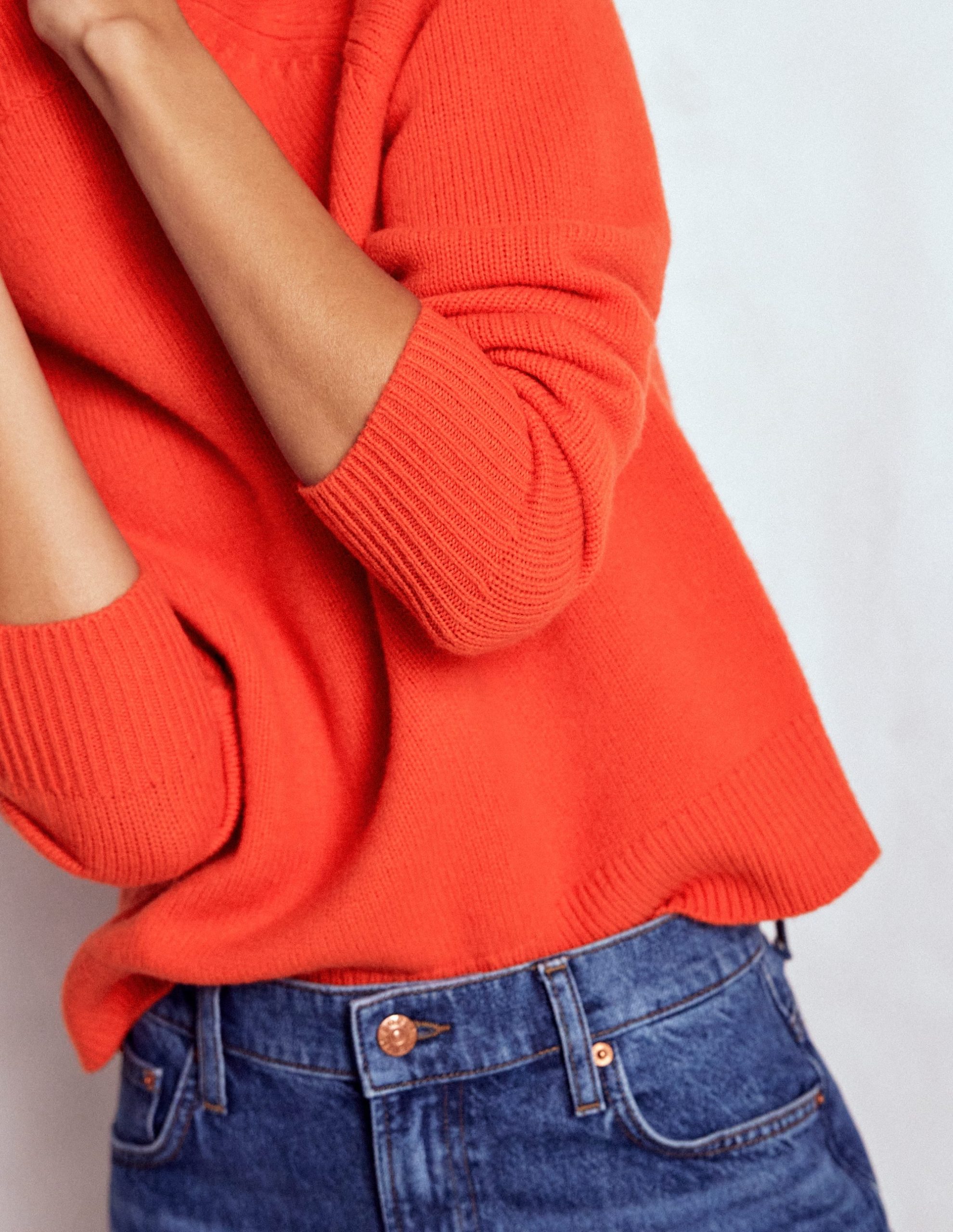 Marion Merino Rib Neck Sweater-Gladioli Orange - Image 2