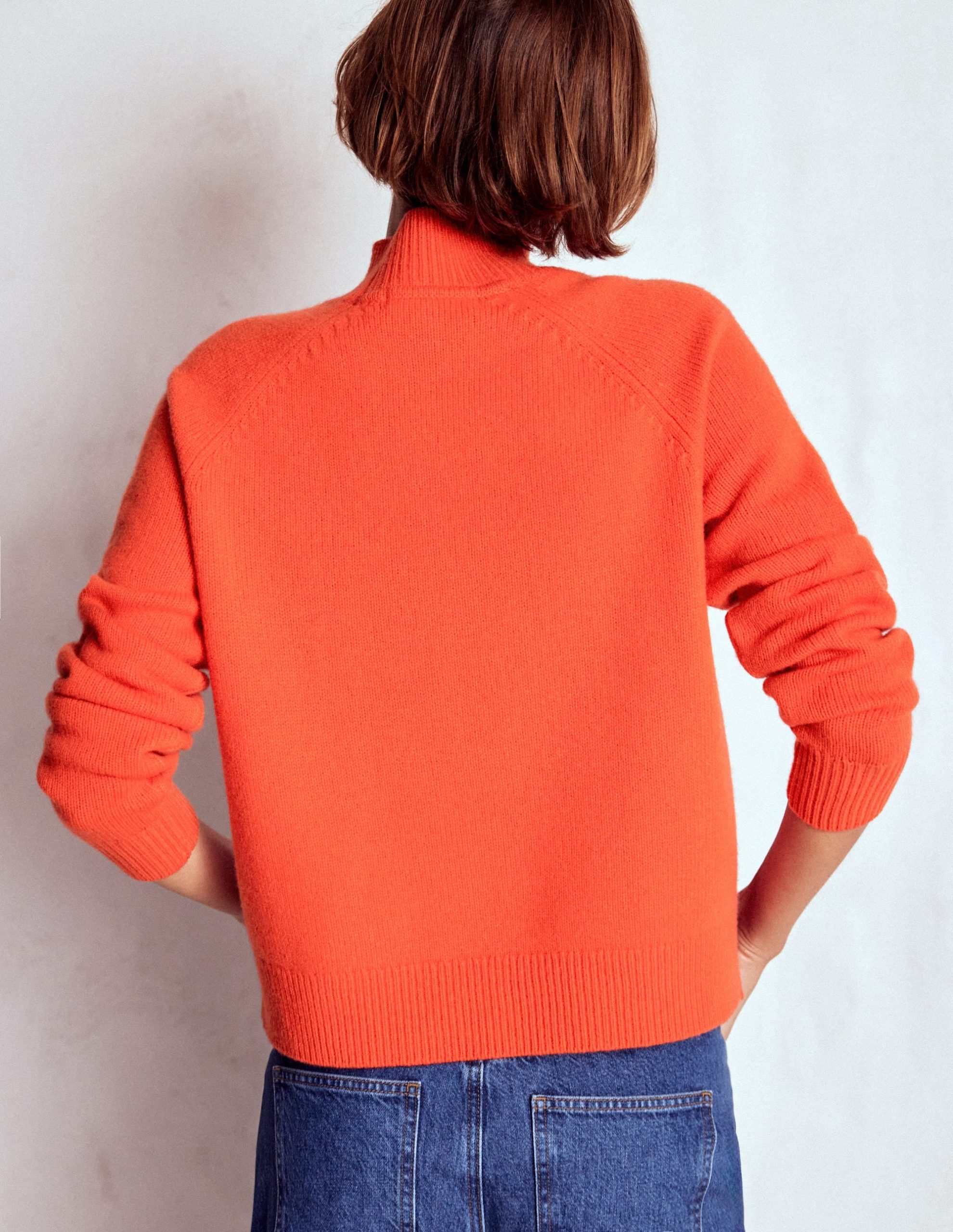 Marion Merino Rib Neck Sweater-Gladioli Orange - Image 3