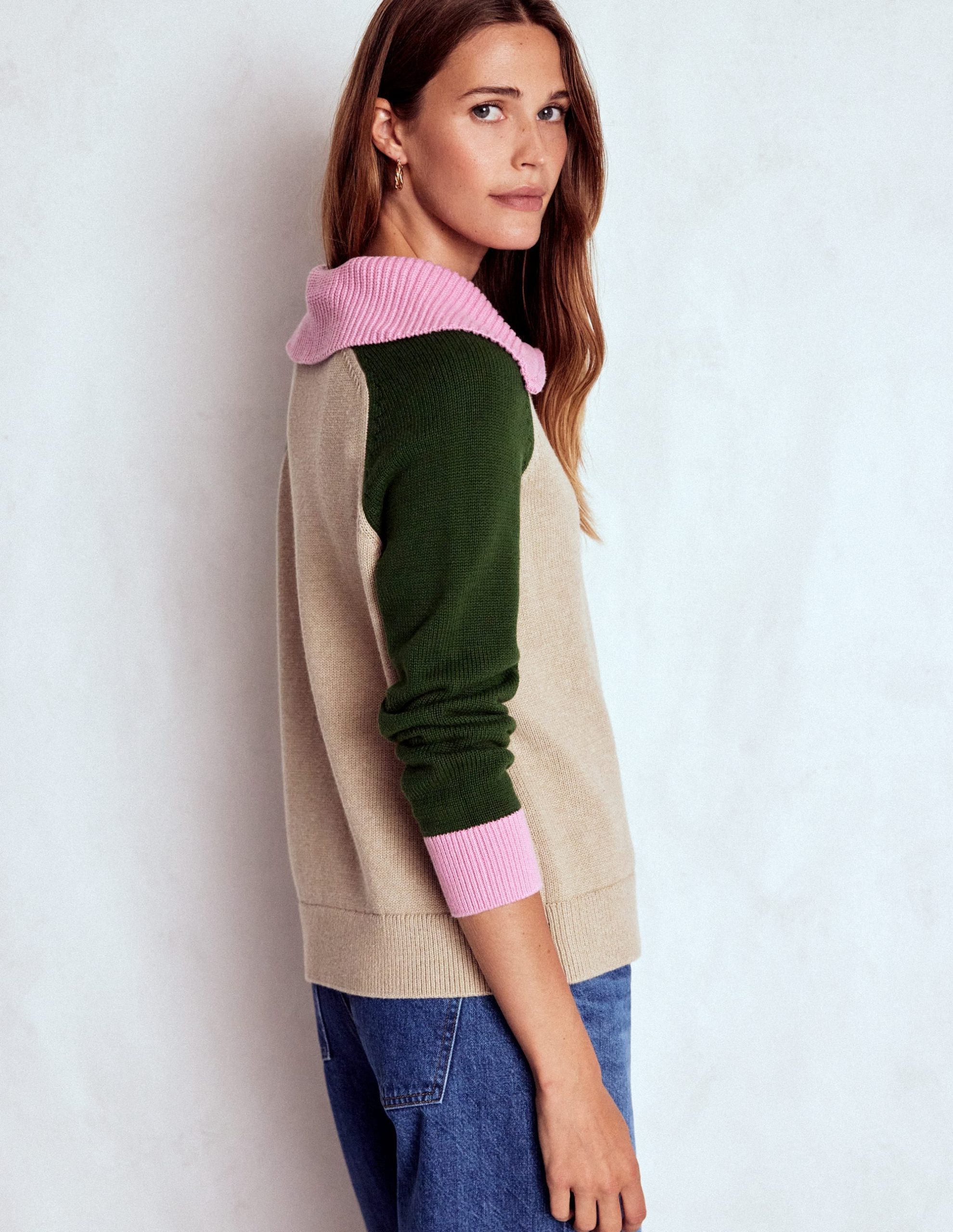 Lucy Half-zip Jumper-Chinchilla Melange. Green Fir - Image 3