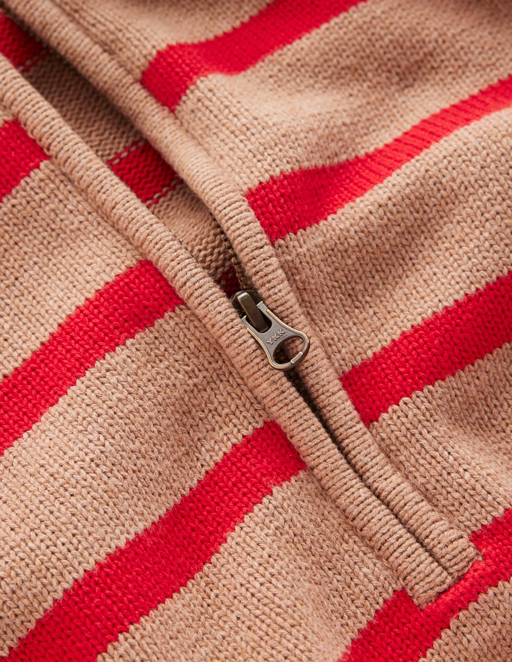 Lucy Half-zip Jumper-Camel Melange. Red Stripe - Image 6