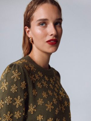 Elizabeth Embellished Sweater-Leaf Green