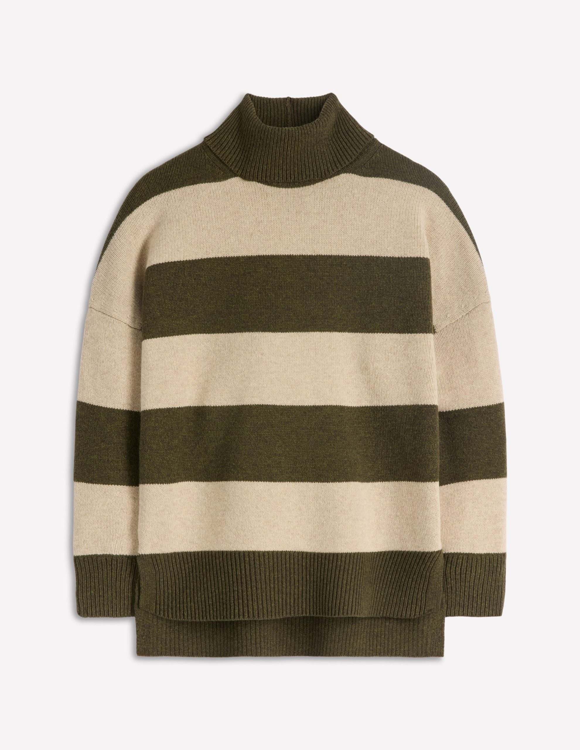 Polly Merino Roll Neck Jumper-Marsh. Linen Stripe - Image 6