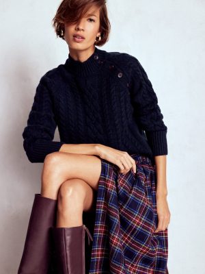 Amara Merino Cable Jumper-Navy