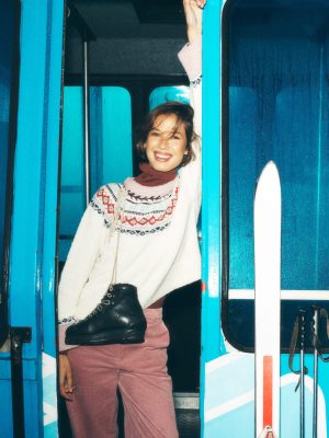 Bouclé Raglan Jumper-Warm Ivory Fair Isle