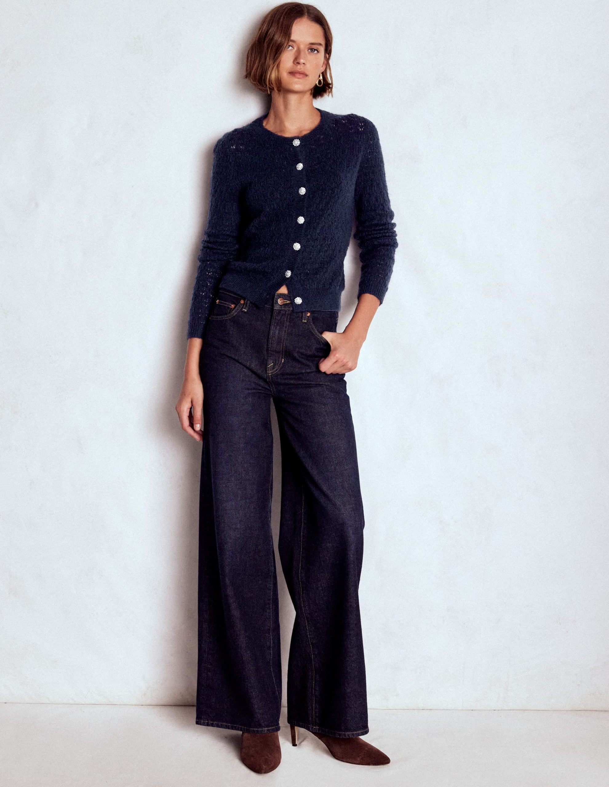 Jewel Button Cardigan-Navy - Image 4