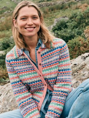 Edie Fair Isle Knitted Shirt-Pink Heritage Fair Isle