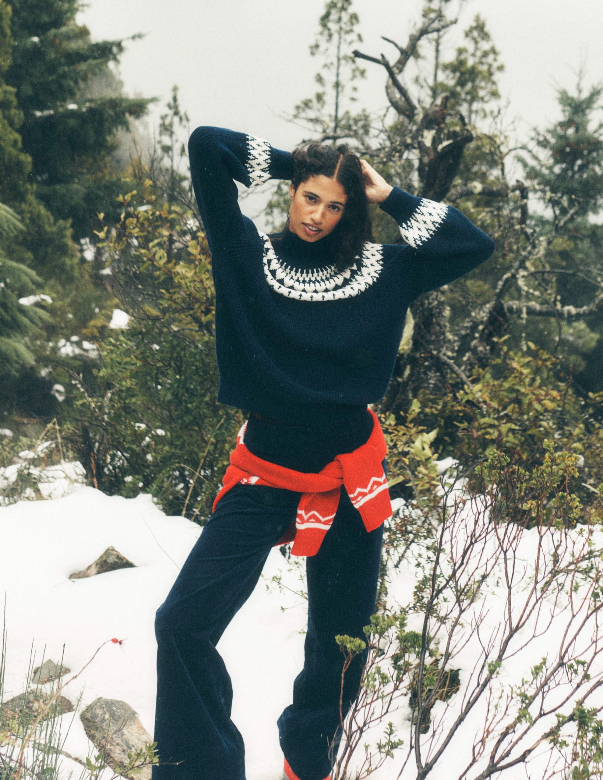 Bianca Cotton Ribbed Sweater-Navy Fair Isle - Image 6