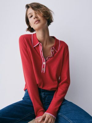Liz Henley Jumper-Salsa Red