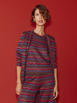 Jacquard Knitted T-Shirt-Multi