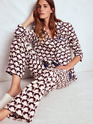 Brushed Cotton Pyjama Pants-Winetasting. Geo Swan