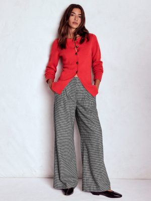 Kensington Wool Trousers-Black and Ivory Puppytooth