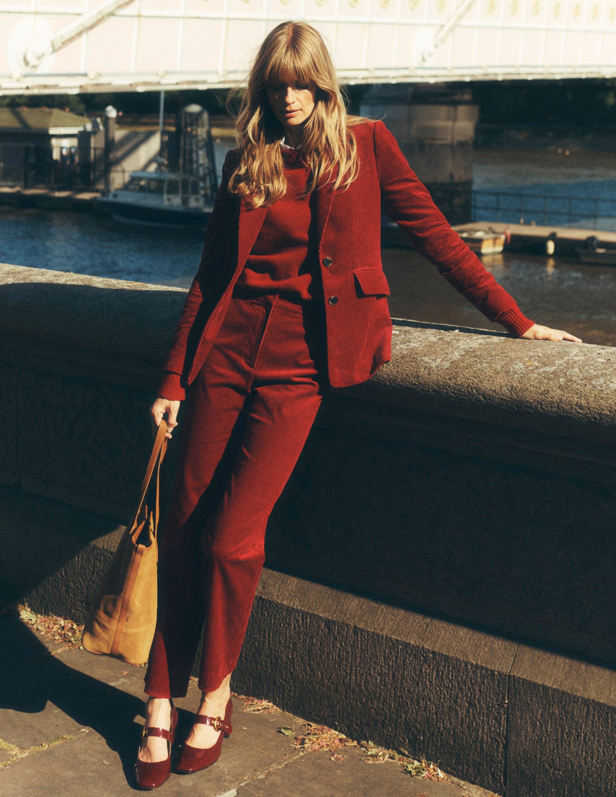 Canonbury Cord Trousers-Burgundy Red - Image 2