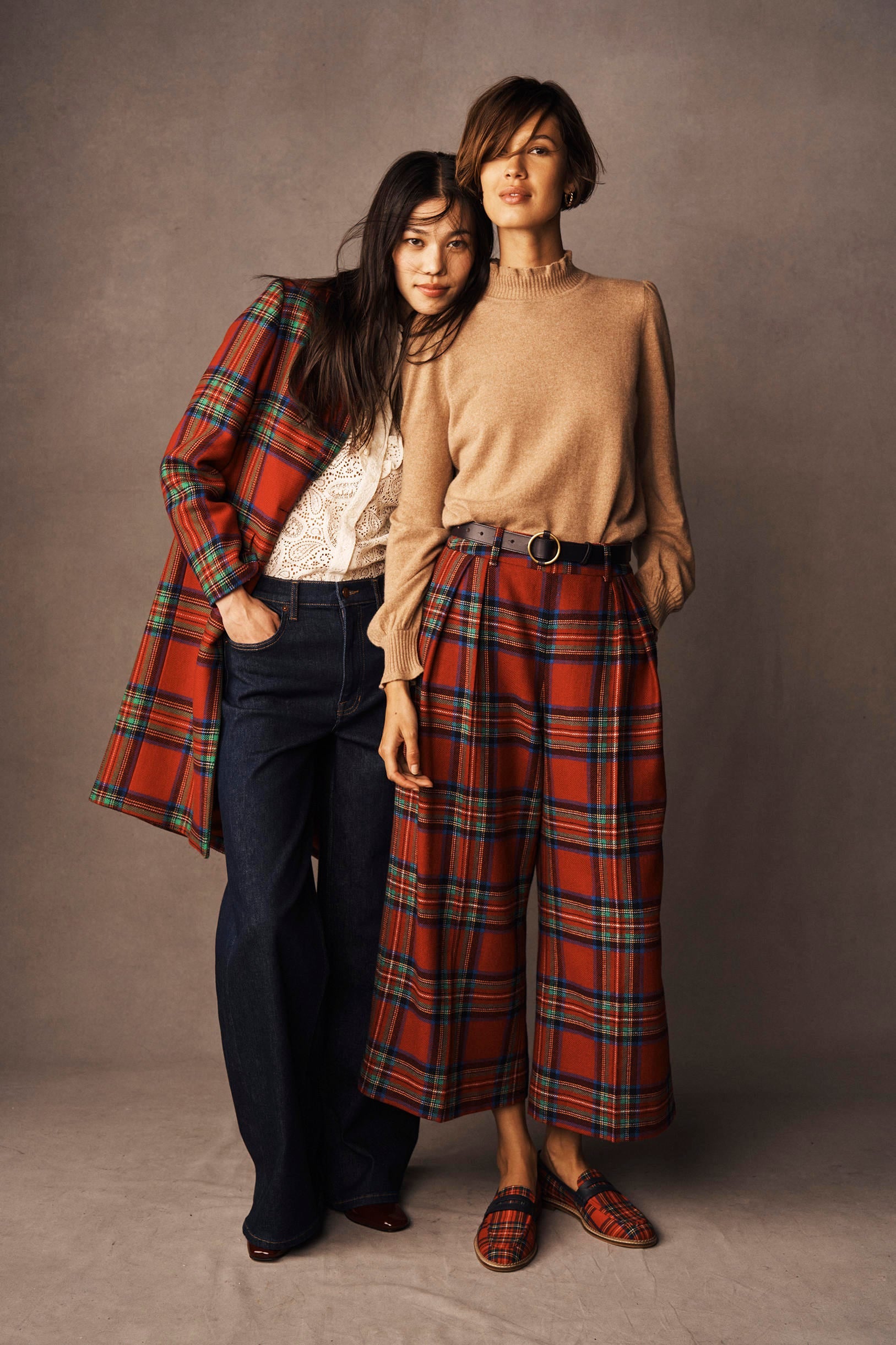 Pleated Wool Culottes-Red. Blue and Green Check - Image 5