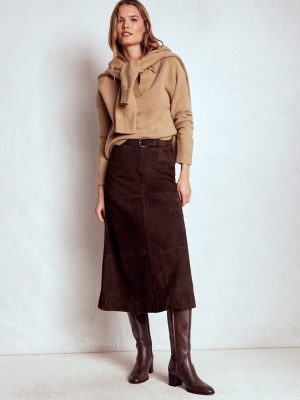 Suede Midi Skirt-Dark Chocolate