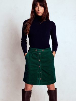 Cecelia Cord Skirt-Emerald Night