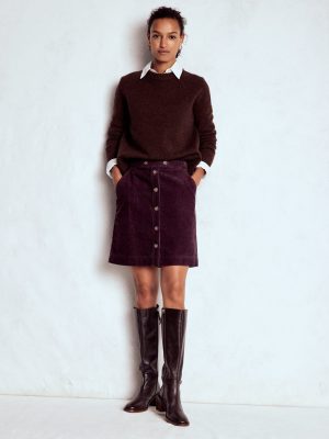 Cecelia Cord Skirt-Deep Aubergine