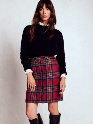 Cecelia Wool Skirt-Red. Blue and Green Check