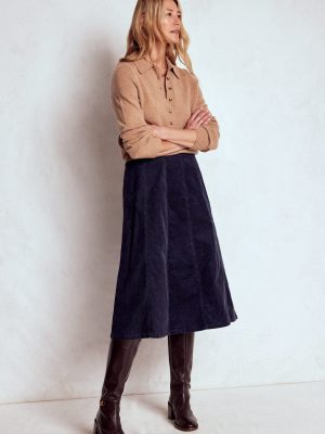 Joy Cord Midi Skirt-Navy