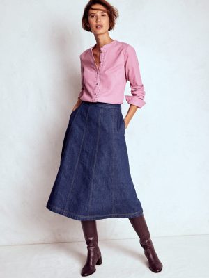 Joy Panelled Denim Skirt-indigo