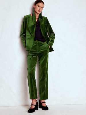 Canonbury Velvet Pants-Green Fir