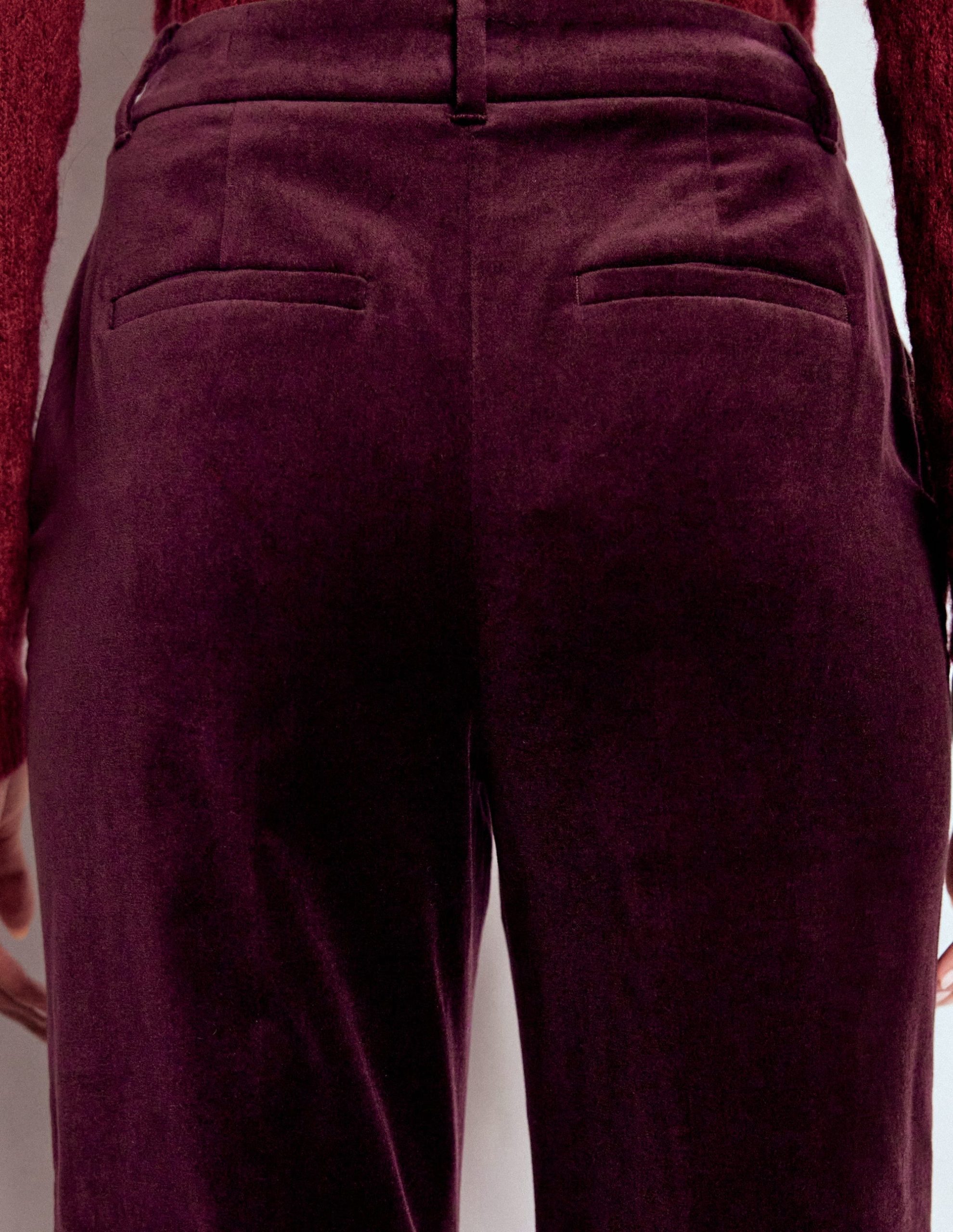 Canonbury Velvet Trousers-Dark Cherry - Image 4
