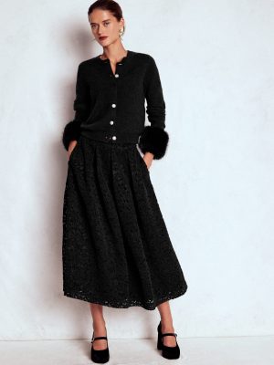 Verity Lace Midi Skirt-Black Lace