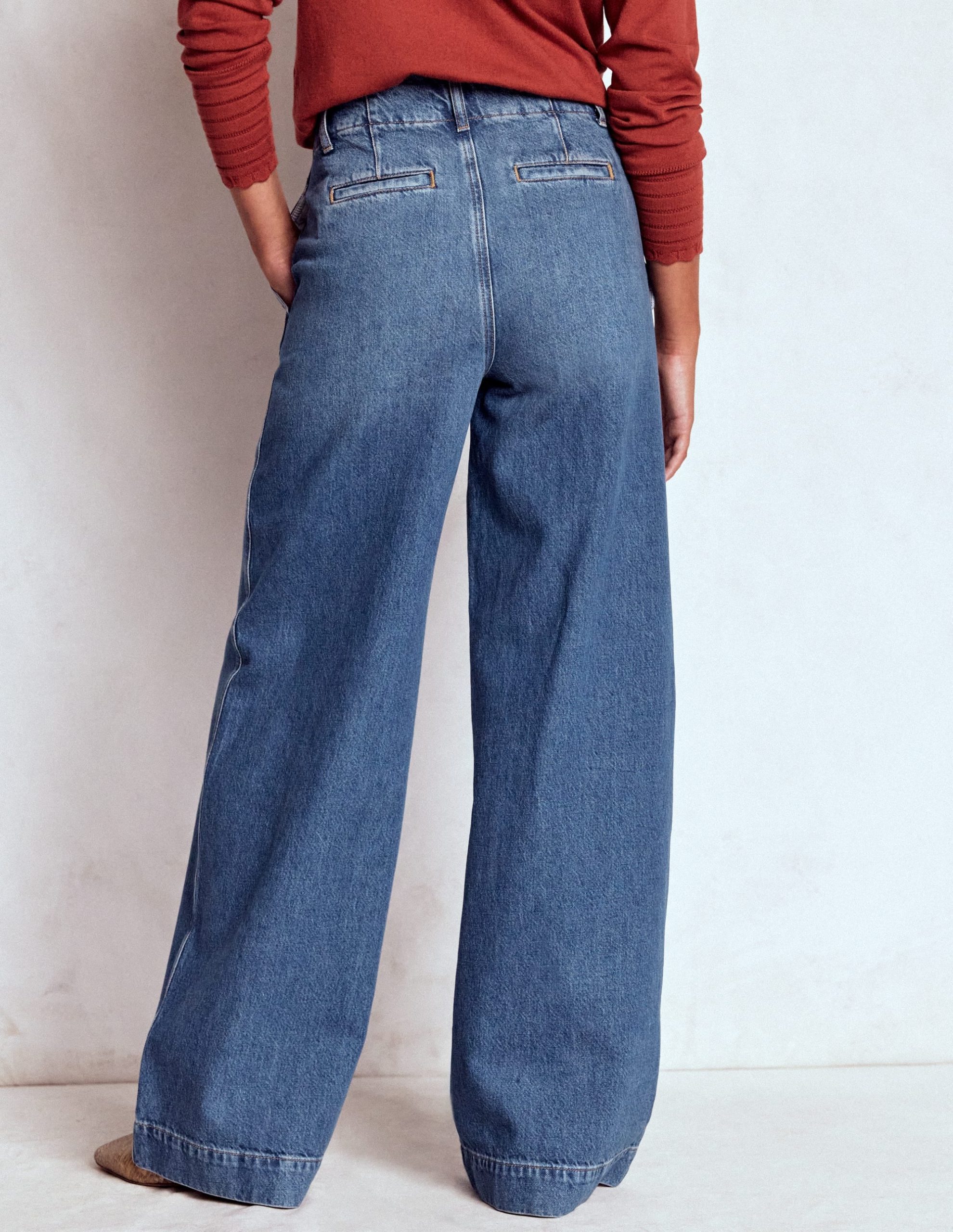 Stitch Detail Wide Leg Jeans-Mid Vintage - Image 3