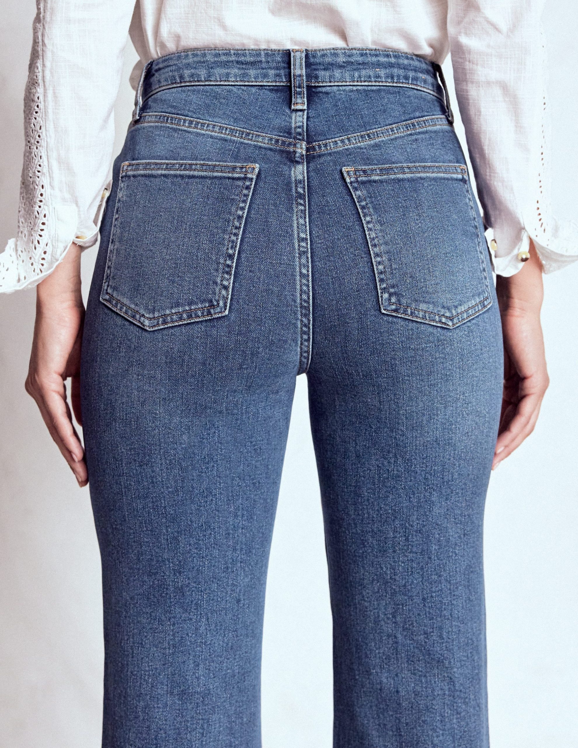 High Rise Fitted Flare Jeans-Mid Vintage - Image 2