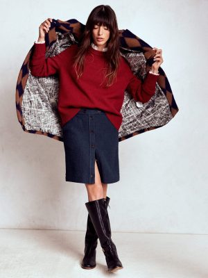 Cecelia Textured Skirt-Navy