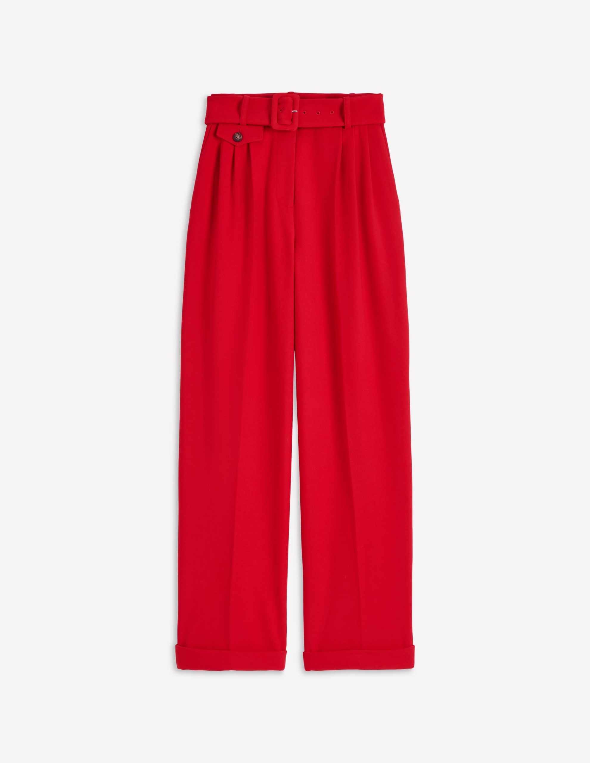 Pleat Front Trousers-Chilli Pepper - Image 5