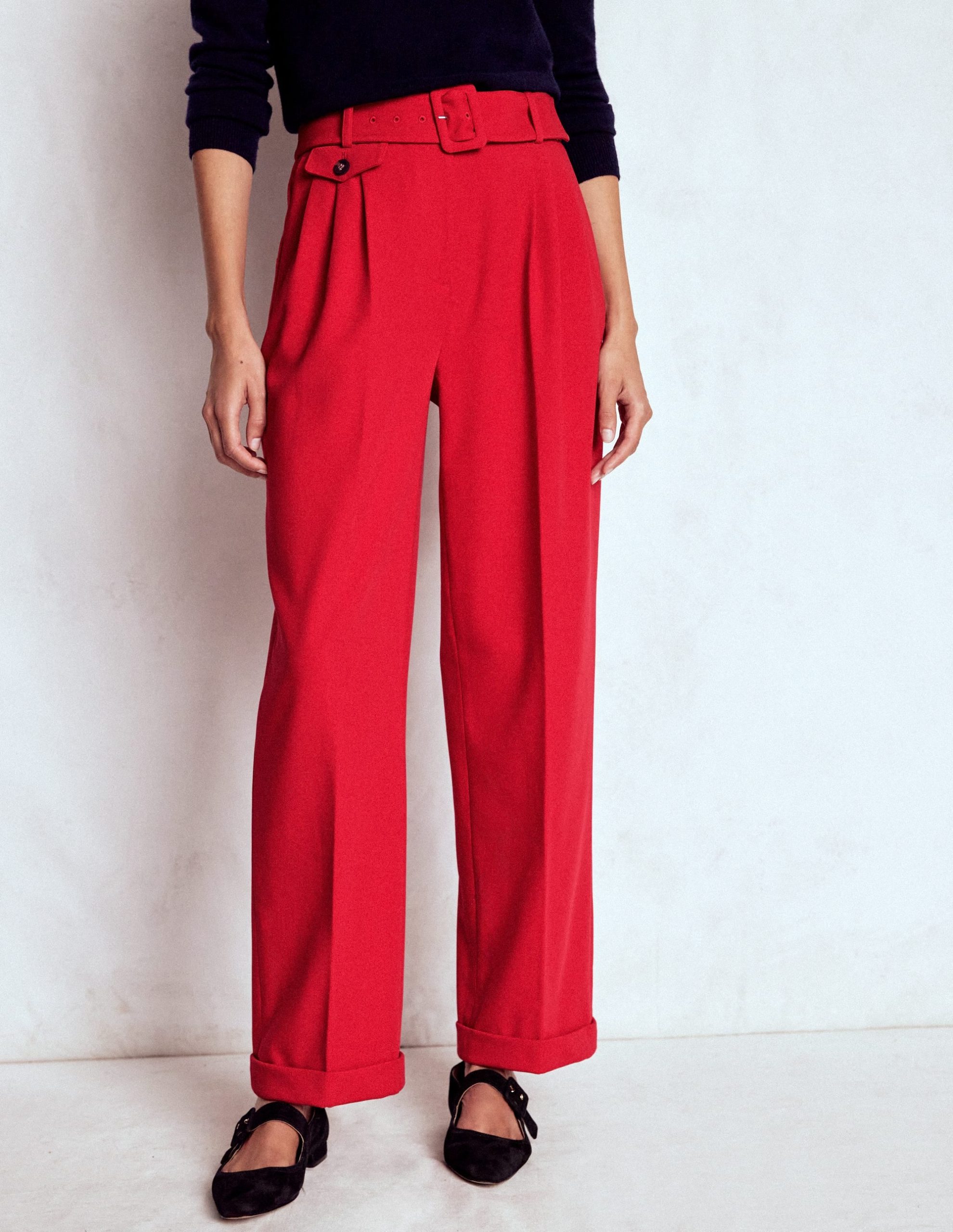 Pleat Front Trousers-Chilli Pepper - Image 4