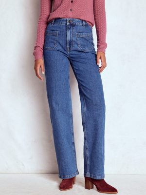 Straight Leg Pocket Jeans-Mid Vintage