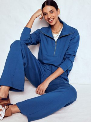 Wide Leg Joggers-Tourmaline Blue