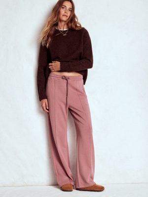 Wide Leg Joggers-Blushing Rose