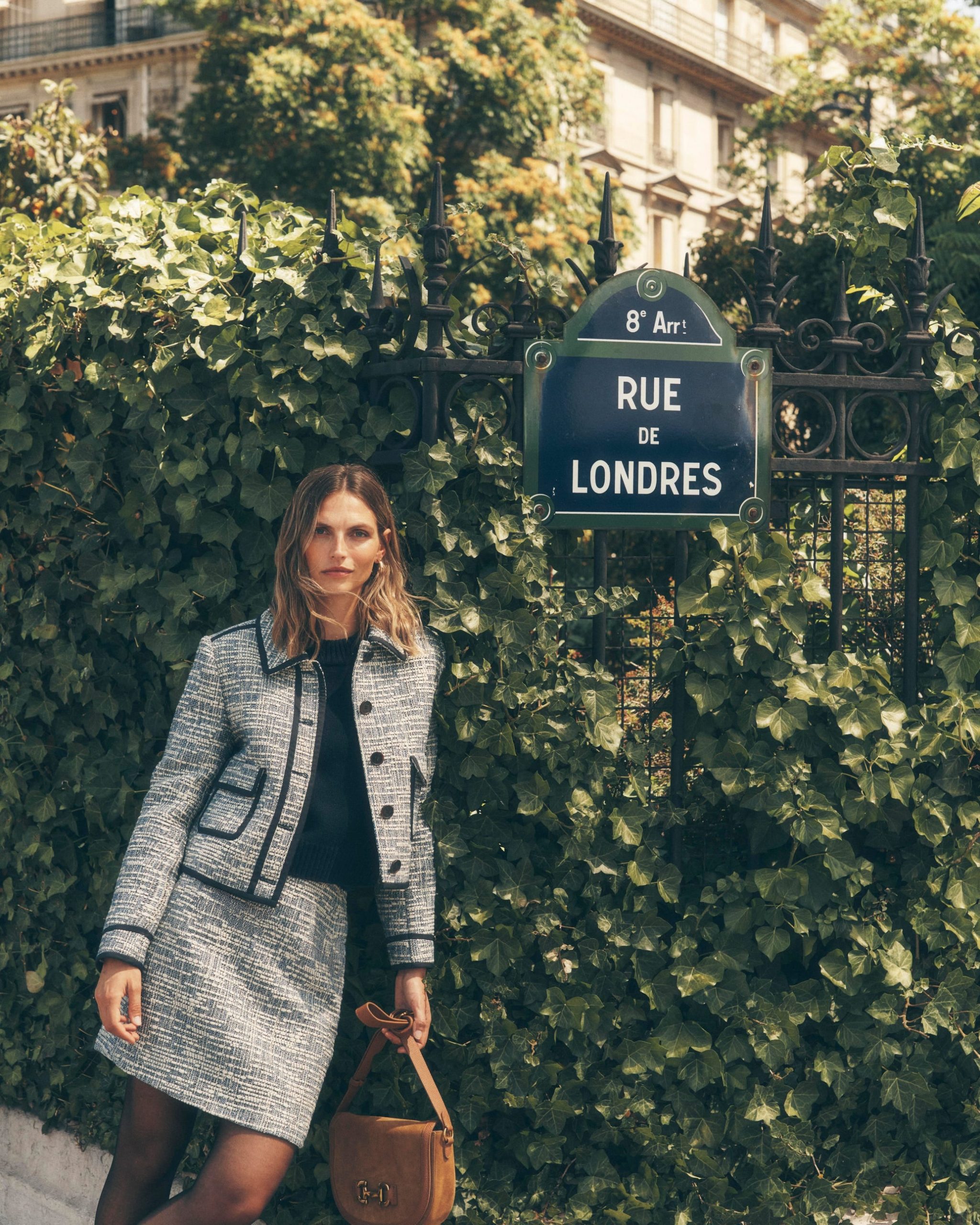 Textured A Line Skirt-Navy Texture - Image 5
