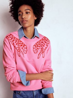 Emi Embroidered Sweatshirt-Leopard Embroidery