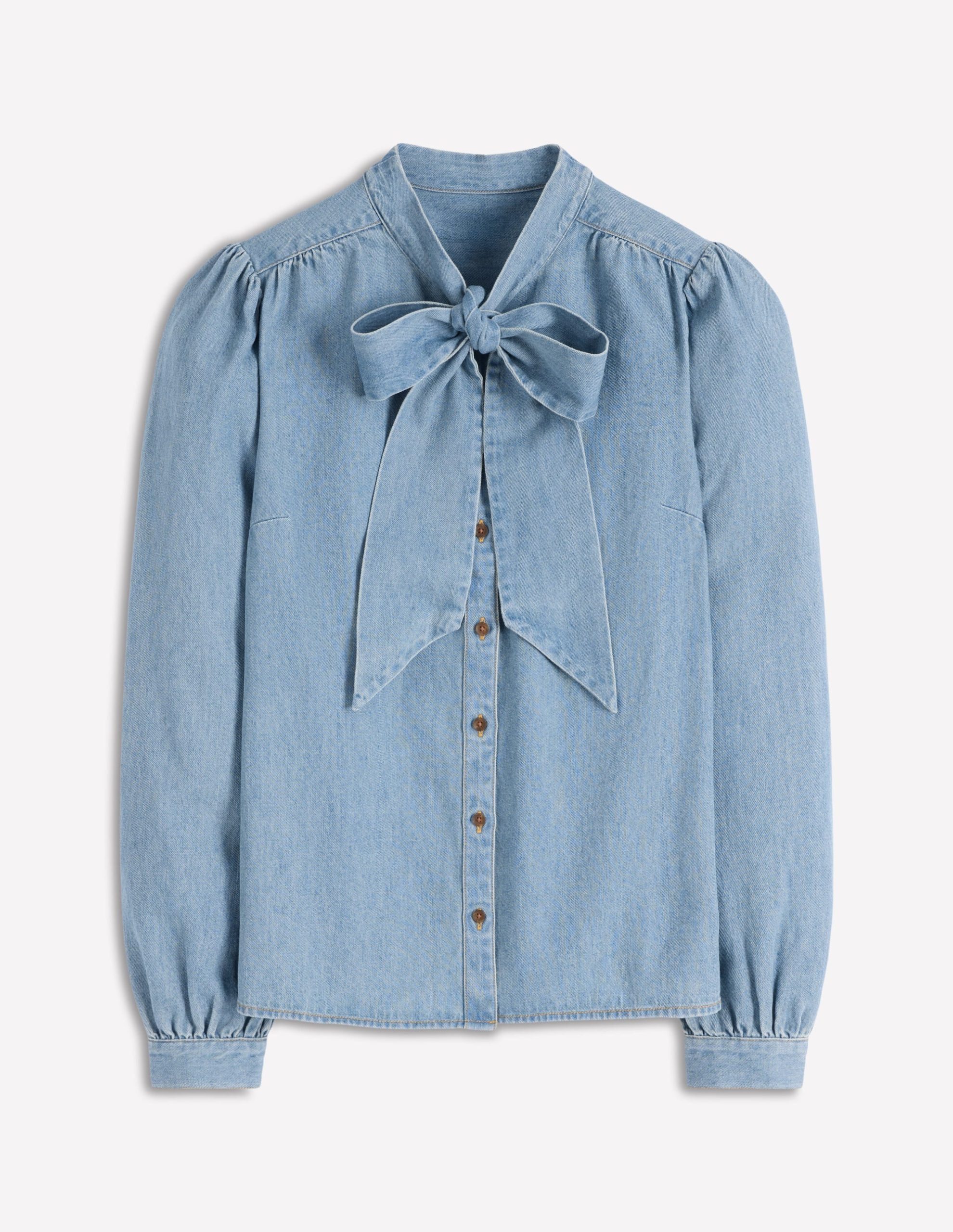 Tie Neck Denim Top-Light Authentic - Image 5
